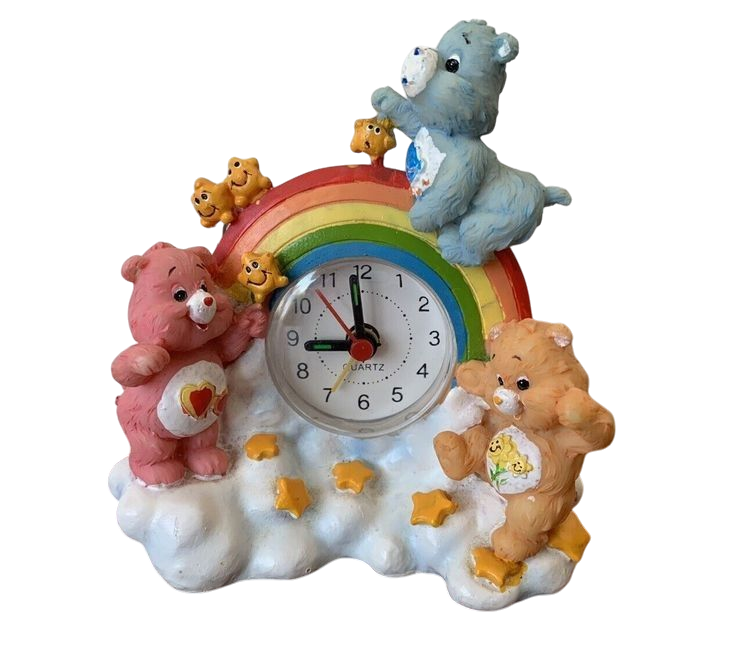 Transparent PNG of a clock with Care Bears around it